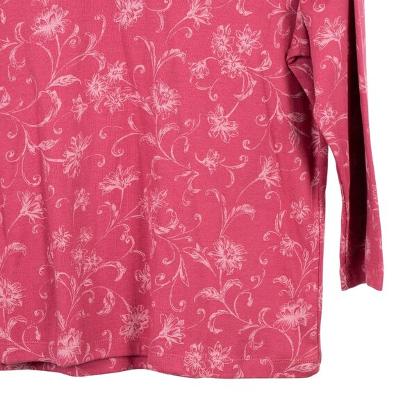 Sonoma VNeck Shirt Womens NWOT Pink Floral 3/4 Sleeve Cotton Lightweight Casual - Picture 3 of 5